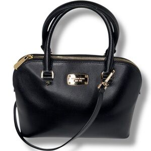 Michael Kors medium Cindy black leather satchel with detachable crossbody strap